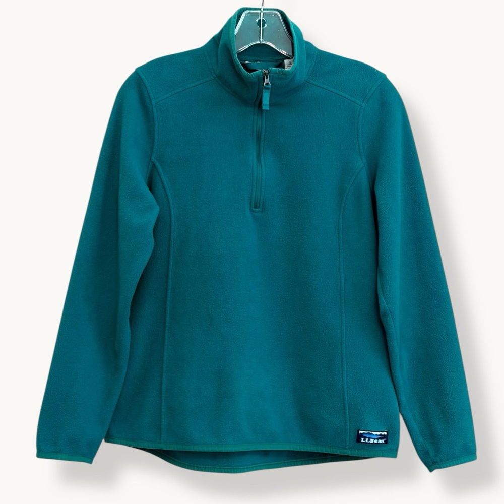 L.L. Bean 3/4 Zip Fleece Pullover Small Teal Blue